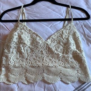 White Crotchet Crop Tank